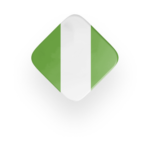 Nigeria flag icon in a rhombus shape with green and white vertical stripes